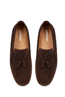 Men's Brown Tassel Suede Leather Loafer | Derimod