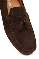 Men's Brown Tassel Suede Leather Loafer | Derimod