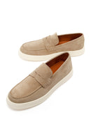 Erkek Bej Süet Deri Casual Loafer | Derimod