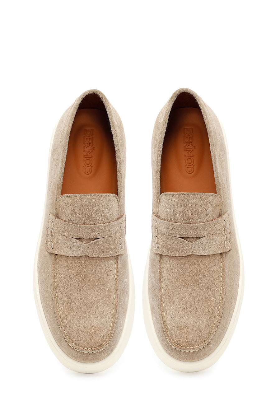 Erkek Bej Süet Deri Casual Loafer