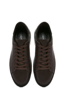 Erkek Kahverengi Bağcıklı Deri Sneaker | Derimod