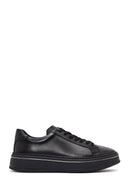 Men's Black Lace-up Thick-Sole Leather Sneaker | Derimod