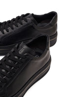 Men's Black Lace-up Thick-Sole Leather Sneaker | Derimod