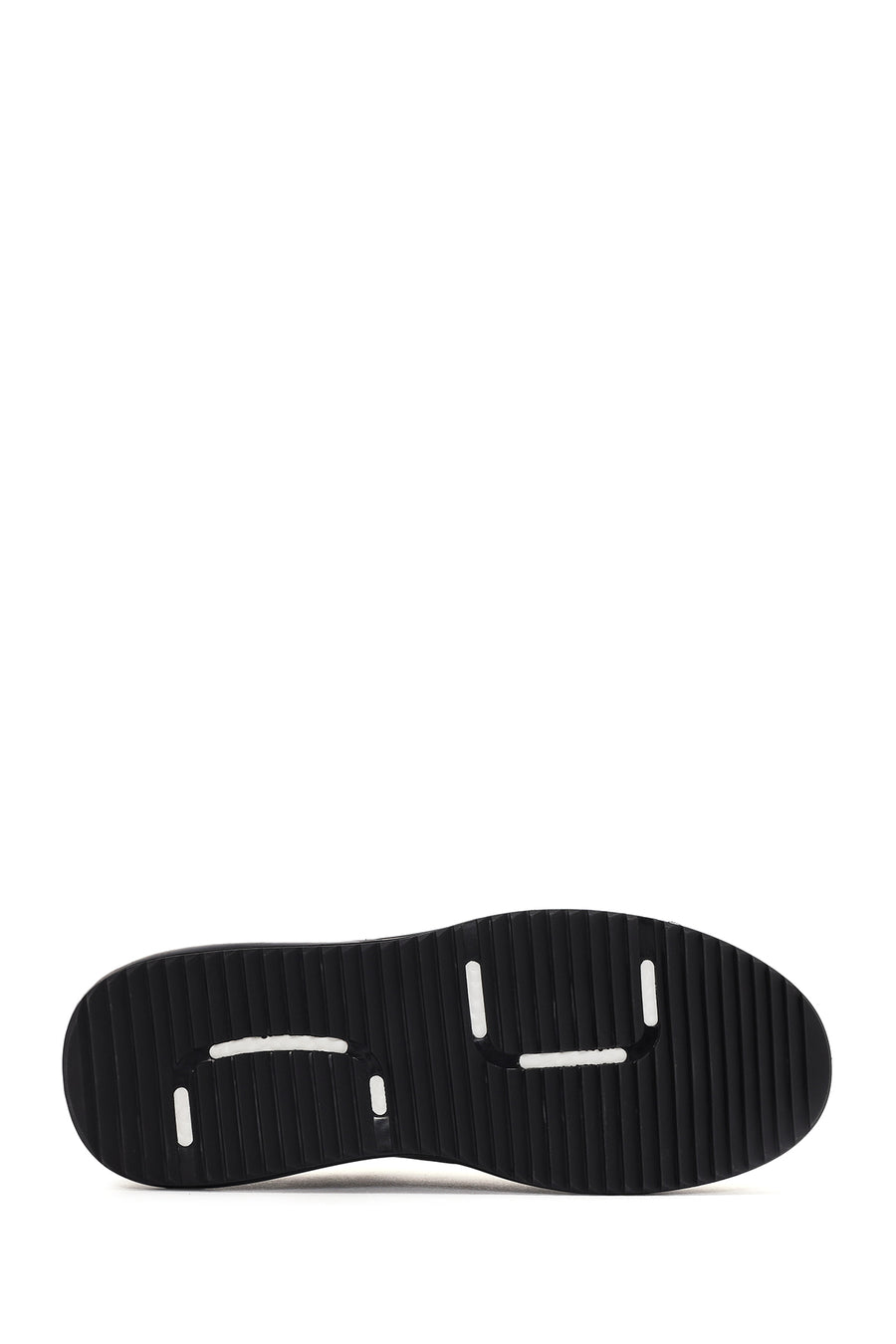 Men's Black Lace-up Thick-Sole Leather Sneaker