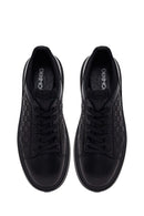 Erkek Siyah Bağcıklı Deri Sneaker | Derimod