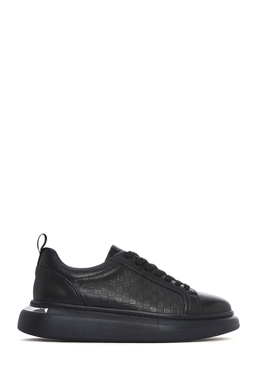 Erkek Siyah Bağcıklı Kalın Tabanlı Deri Sneaker 26SFD641418 | Derimod