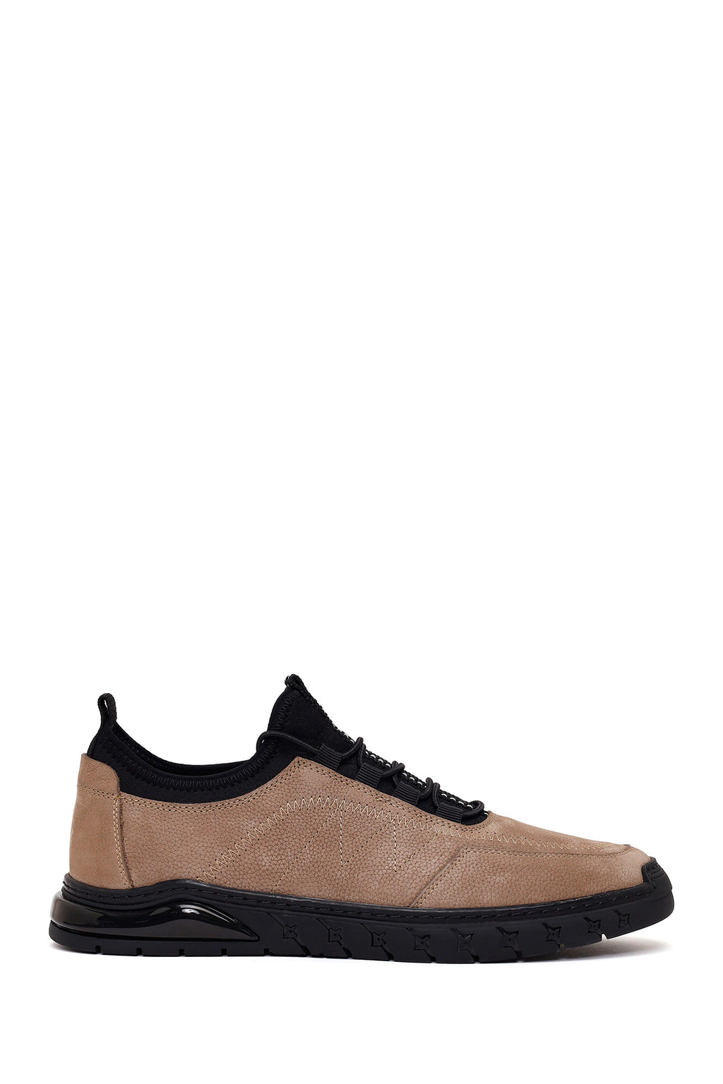 Erkek Vizon Bağcıklı Nubuk Deri Sneaker