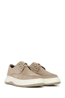 Men's Beige Lace-Up Chunky Sole Suede Leather Casual Shoes | Derimod