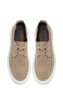 Men's Beige Lace-Up Chunky Sole Suede Leather Casual Shoes | Derimod
