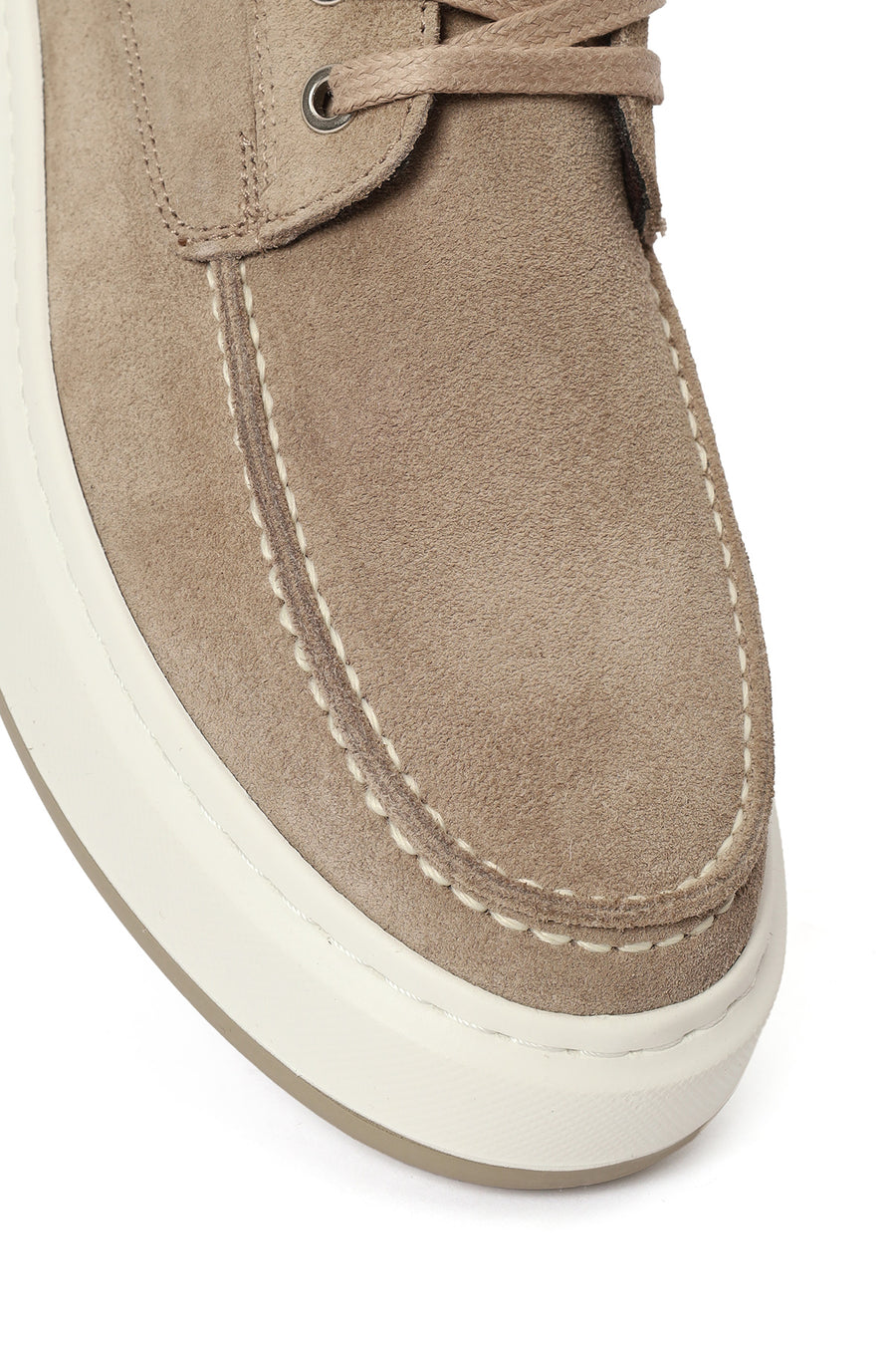 Men's Beige Lace-Up Chunky Sole Suede Leather Casual Shoes