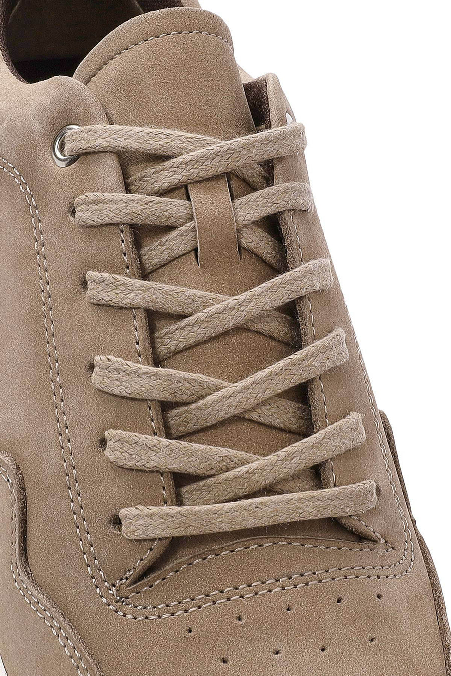 Erkek Vizon Bağcıklı Kalın Tabanlı Nubuk Deri Sneaker
