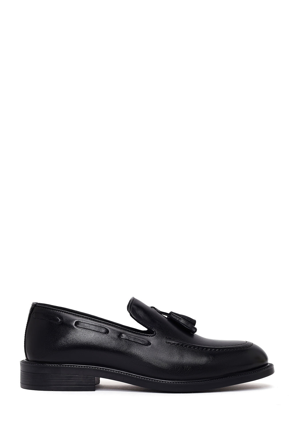 Erkek Siyah Püsküllü Deri Klasik Loafer