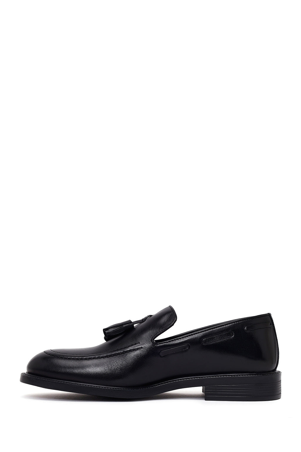 Erkek Siyah Püsküllü Deri Klasik Loafer