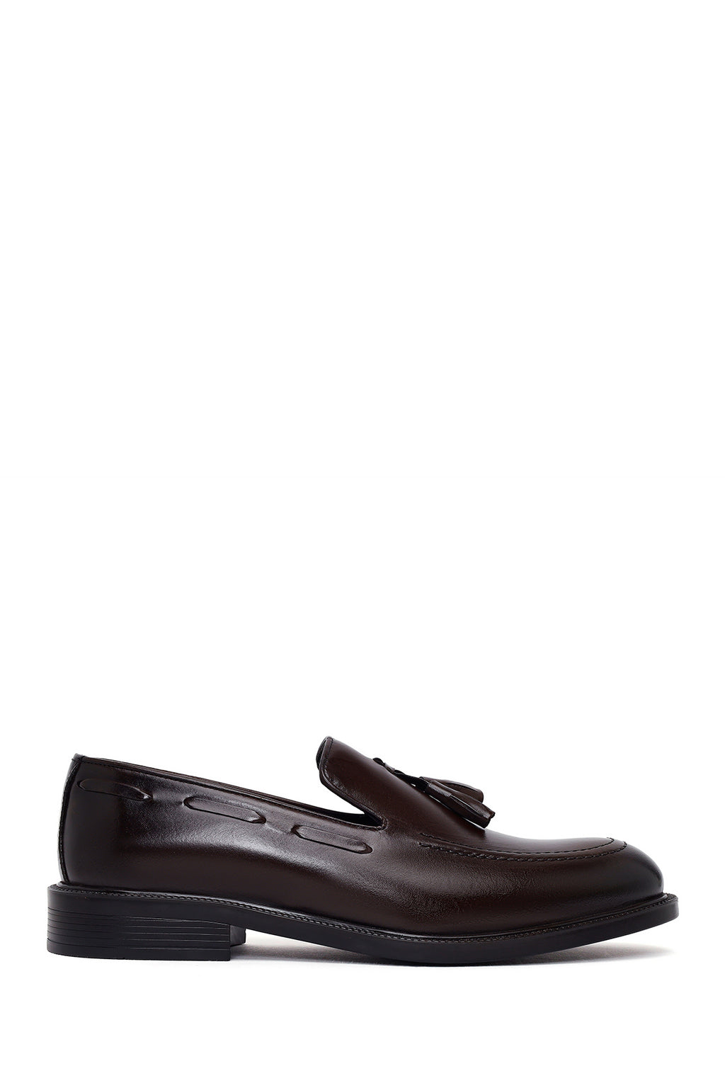 Erkek Kahverengi Püsküllü Deri Klasik Loafer