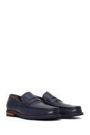 Men's Navy Blue Leather Loafer | Derimod