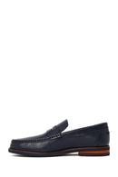 Men's Navy Blue Leather Loafer | Derimod