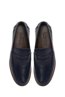 Men's Navy Blue Leather Loafer | Derimod