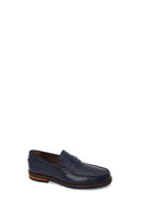 Men's Navy Blue Leather Loafer | Derimod