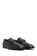 Men's Black Buckle Leather Casual Loafer | Derimod
