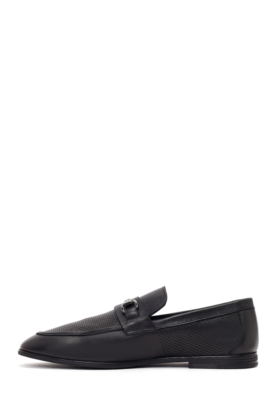 Men's Black Buckle Leather Casual Loafer
