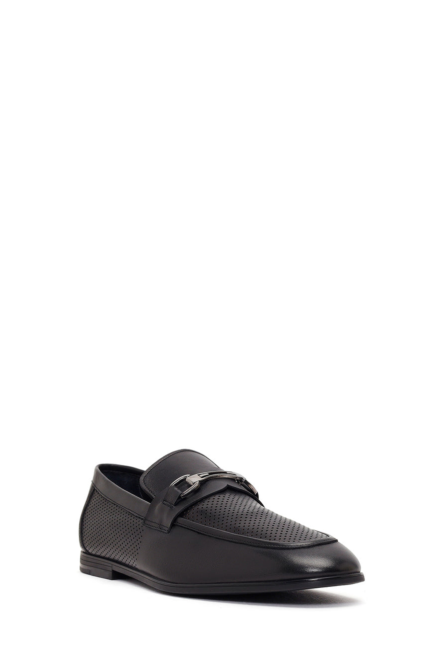 Men's Black Buckle Leather Casual Loafer