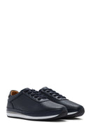 Men's Navy Blue Lace-up Leather Casual Sneaker | Derimod