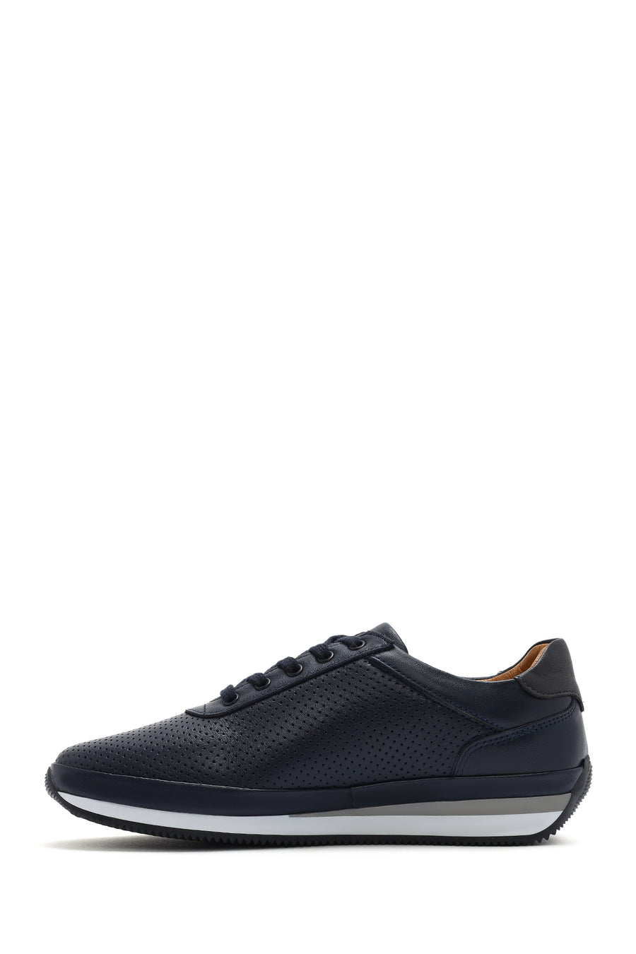 Men's Navy Blue Lace-up Leather Casual Sneaker