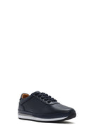 Men's Navy Blue Lace-up Leather Casual Sneaker | Derimod