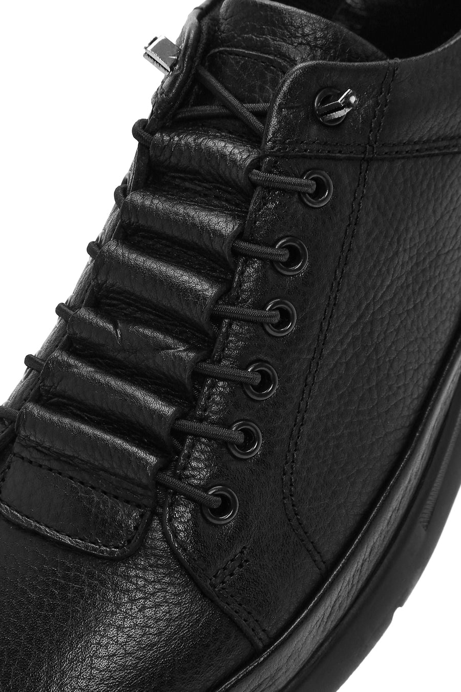 Men's Black Lace-up Leather Sneaker