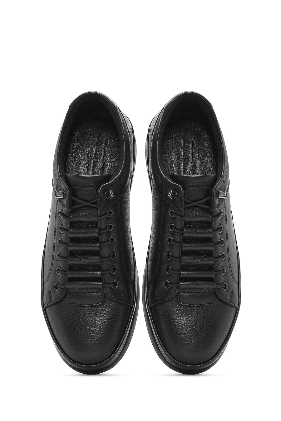 Men's Black Lace-up Leather Sneaker