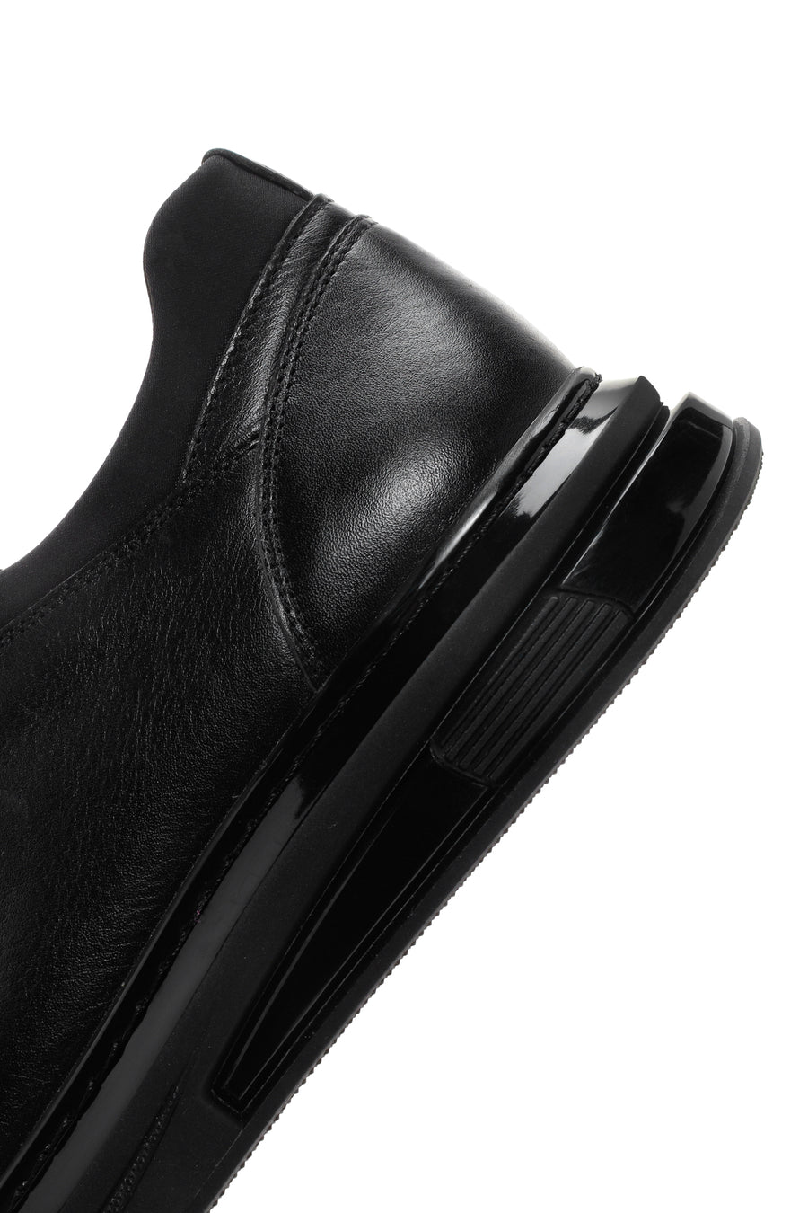 Erkek Siyah Bağcıklı Kalın Tabanlı Deri Sneaker