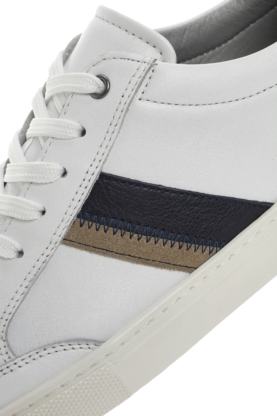 Erkek Beyaz Bağcıklı Deri Sneaker