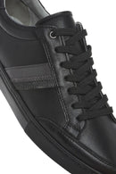 Erkek Siyah Bağcıklı Deri Sneaker | Derimod