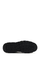 Erkek Siyah Bağcıklı Deri Sneaker | Derimod