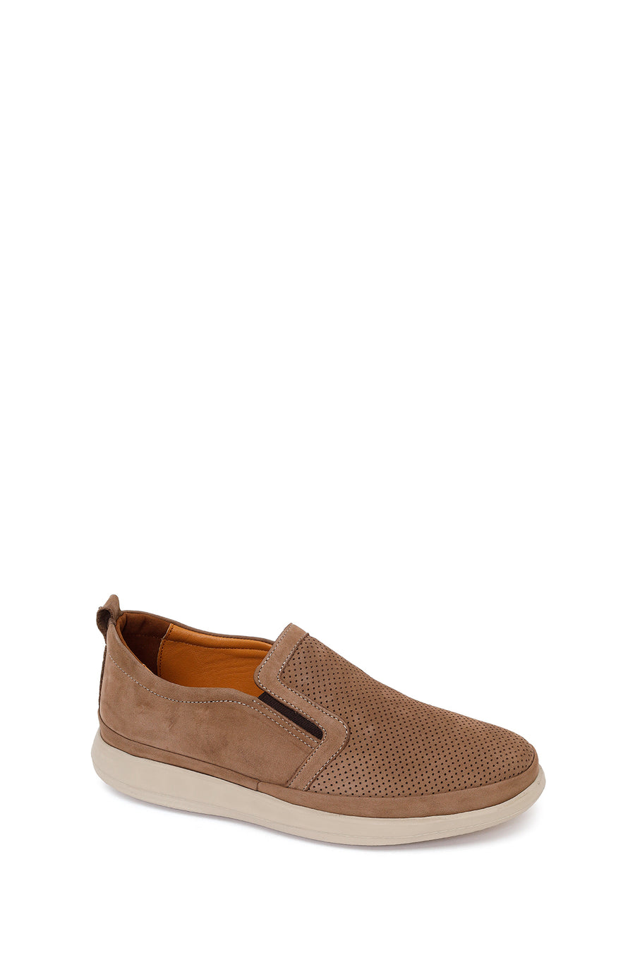 Male Beige Thick-Soled Nubuck Leather Comfort Loafer