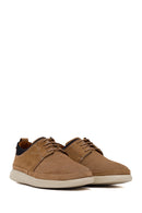 Men's Beige Lace-Up Chunky Sole Nubuck Leather Casual Shoes | Derimod
