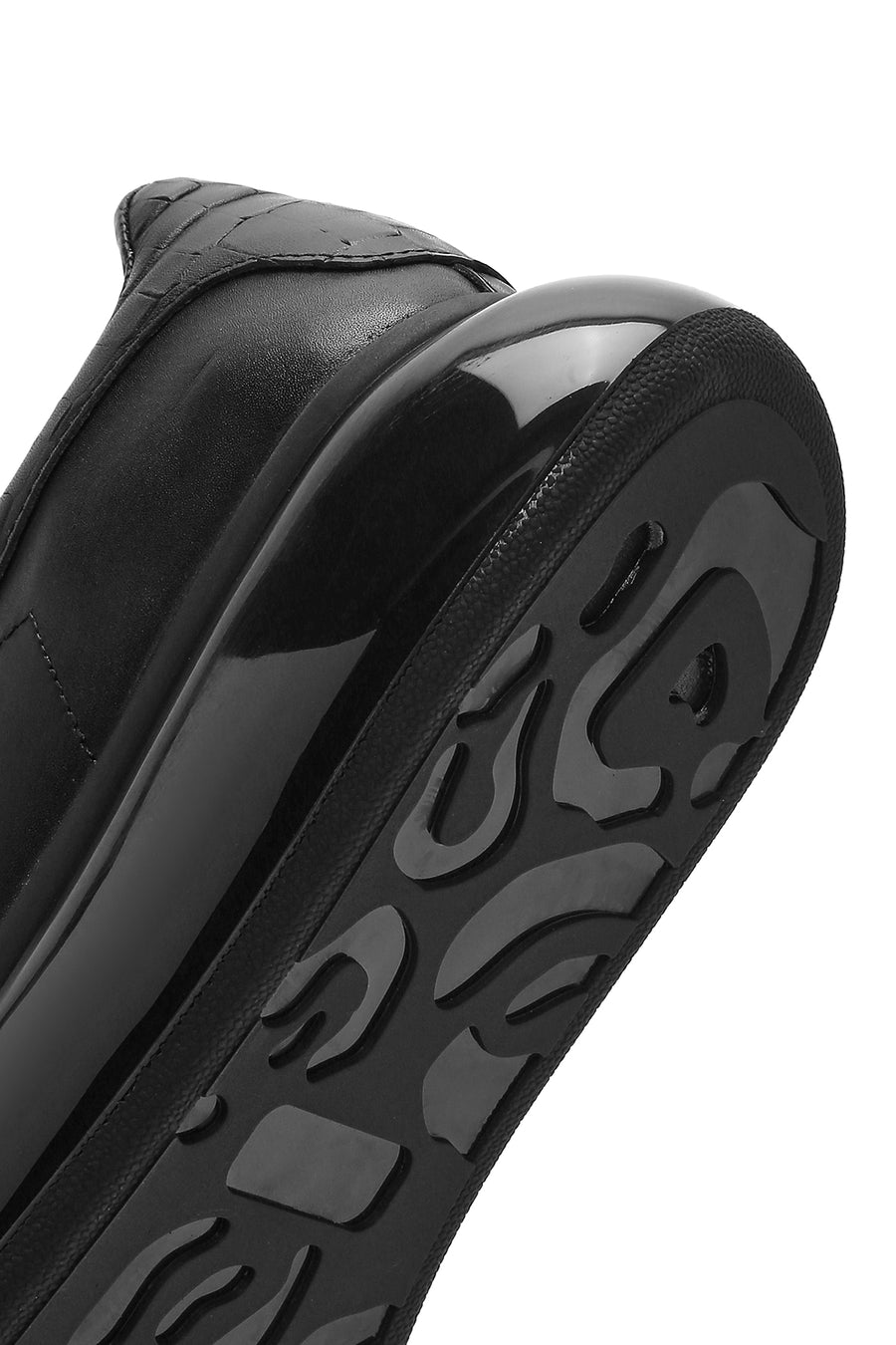 Erkek Siyah Bağcıklı Kalın Tabanlı Deri Sneaker