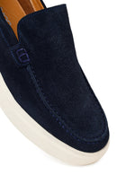 Male Navy Thick-Soled Suede Loafer | Derimod
