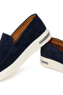 Male Navy Thick-Soled Suede Loafer | Derimod