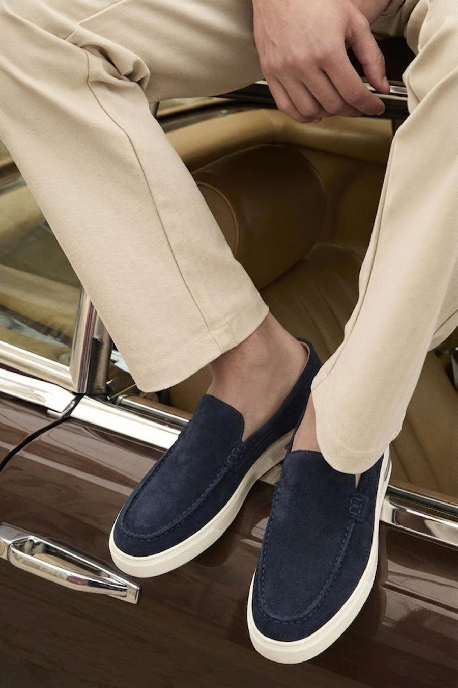 Male Navy Thick-Soled Suede Loafer