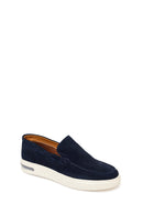 Male Navy Thick-Soled Suede Loafer | Derimod