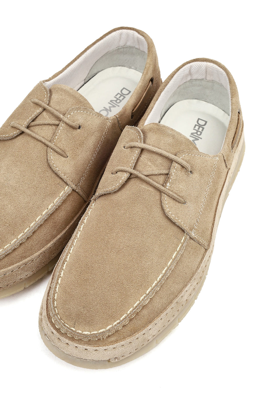 Men's Beige Lace-up Suede Leather Casual Shoes