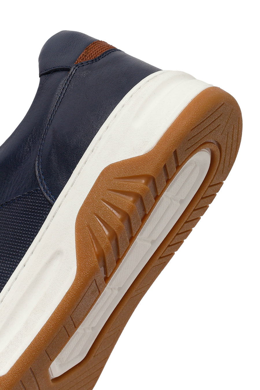 Erkek Lacivert Kalın Tabanlı Bağcıklı Deri Sneaker