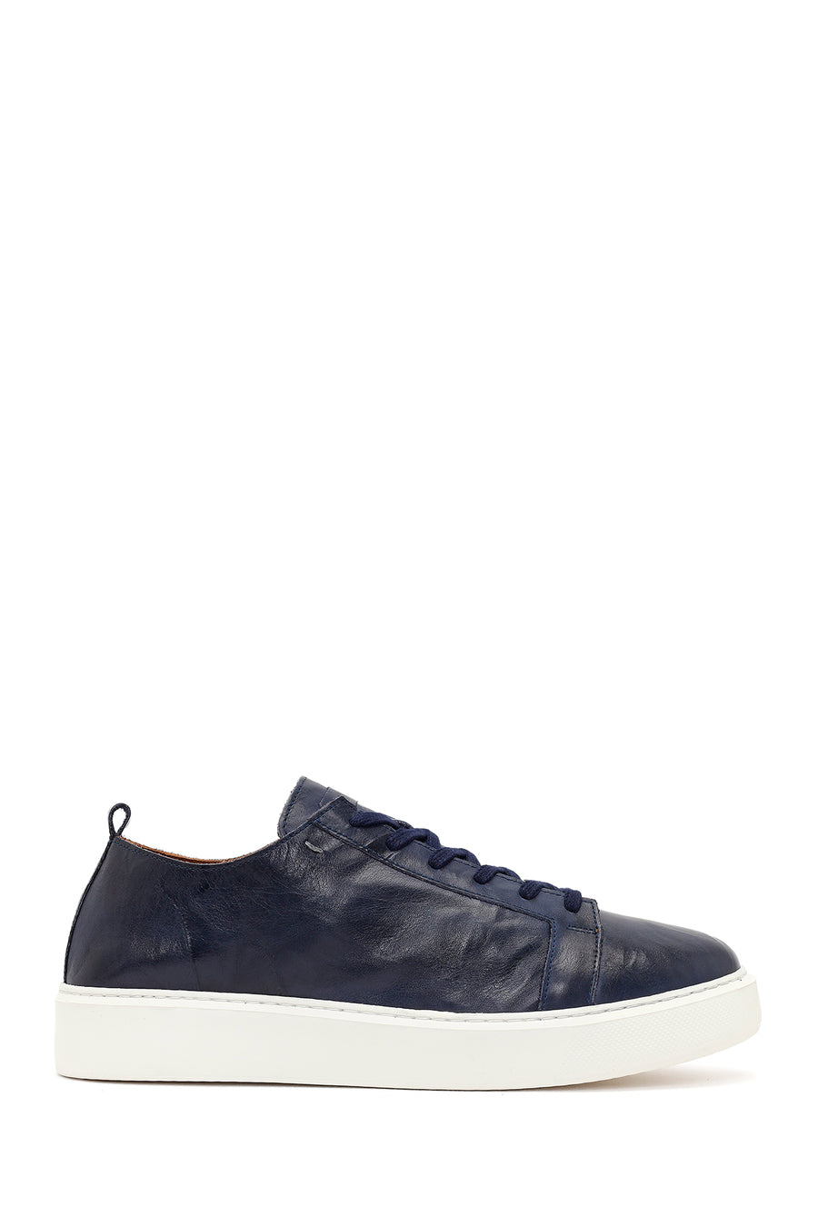 Erkek Lacivert Bağcıklı Kalın Tabanlı Baskılı Deri Sneaker 26SFD688326 | Derimod