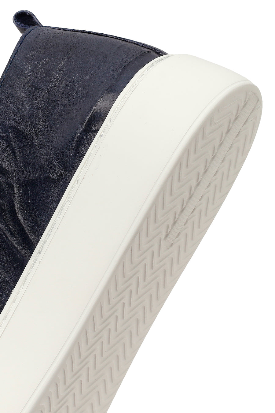 Erkek Lacivert Bağcıklı Kalın Tabanlı Baskılı Deri Sneaker