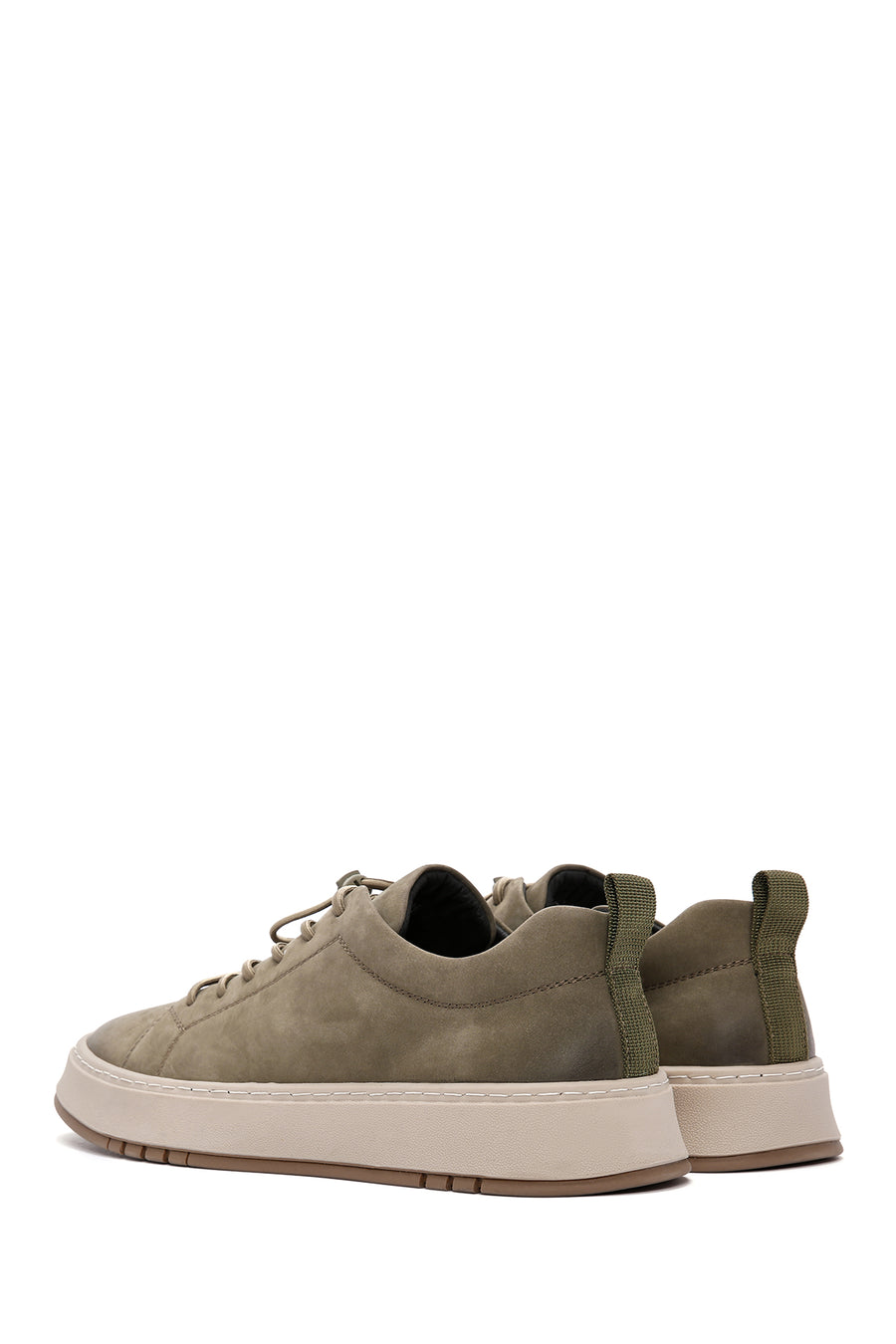 Men's Khaki Lace-Up Nubuck Leather Sneaker