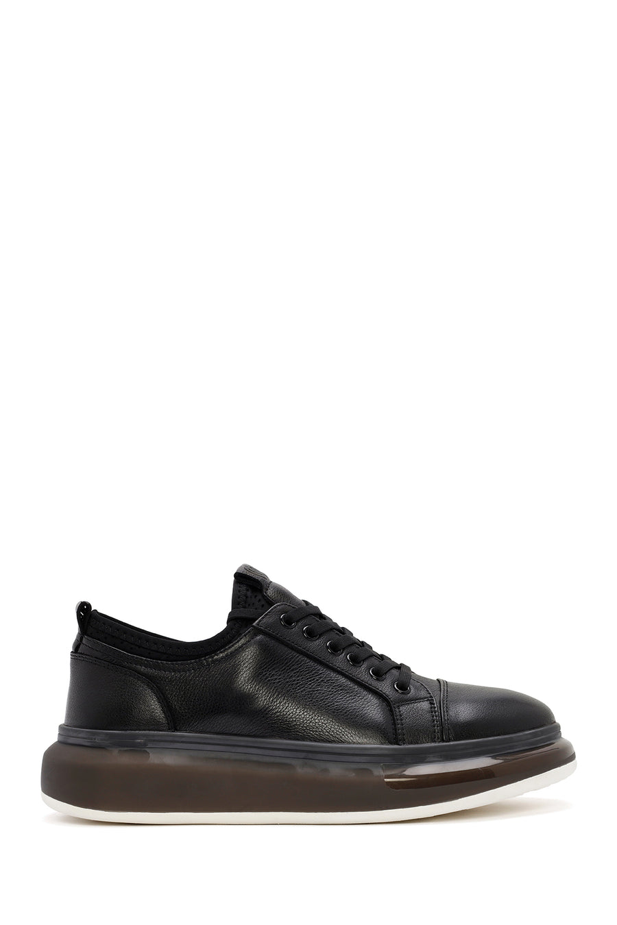 Erkek Siyah Bağcıklı Kalın Tabanlı Deri Sneaker 26SFD691418 | Derimod