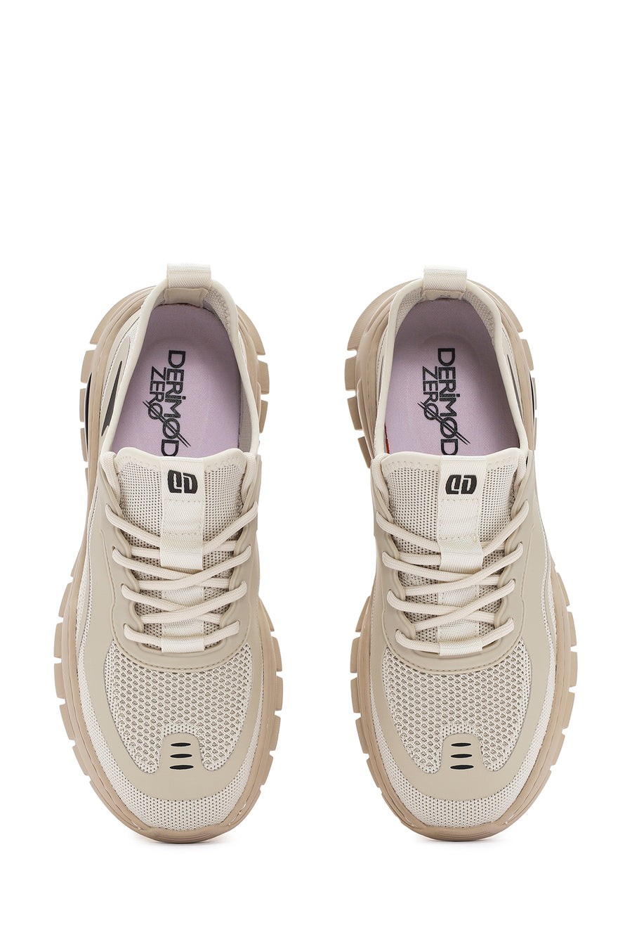 Derimod Zero Erkek Bej Bağcıklı Kalın Tabanlı Kumaş Sneaker