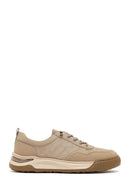 Derimod Zero Male Beige Lace-Up Thick-Soled Fabric Sneakers | Derimod
