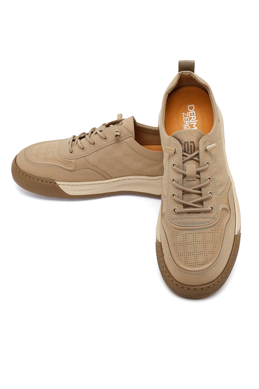 Derimod Zero Male Beige Lace-Up Thick-Soled Fabric Sneakers